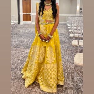 Yellow Floral Embroidered Lehenga Choli - Brand